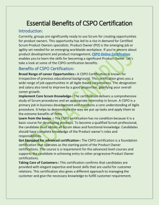 Essential Benefits of CSPO Certification