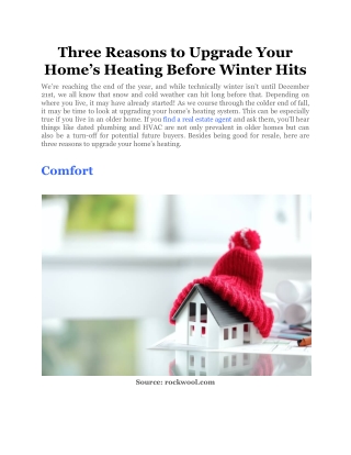 Three Reasons to Upgrade Your Home’s Heating Before Winter Hits