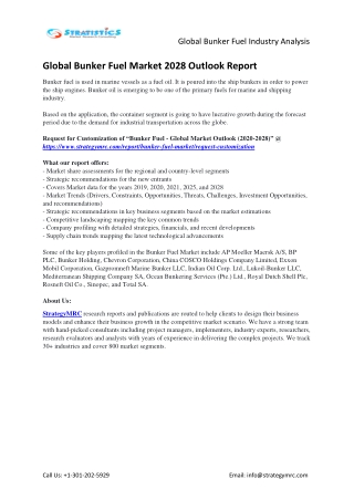 Global Bunker Fuel Industry Report Key Players Analysis