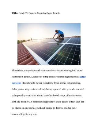 Guide To Ground-Mounted Solar Panels