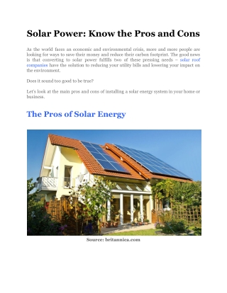 Solar Power_ Know the Pros and Cons