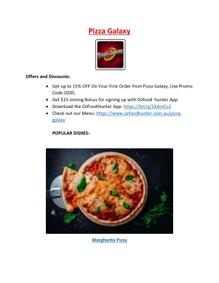 15% Off - Pizza Galaxy Kellyville Menu, NSW