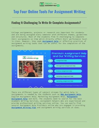 Top Four Online Tools For Assignment Writing
