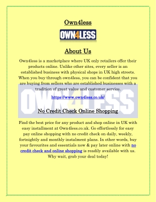 No Credit Check Online Shopping