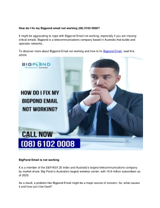 BigPond Blog How do I fix my Bigpond email not working (08) 6102 0008