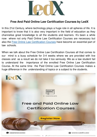 Free And Paid Online Law Certification Courses
