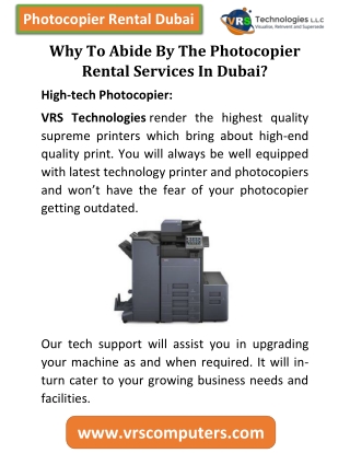 Why to abide by the Photocopier Rental Services in Dubai?