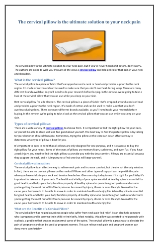 The cervical pillow is the ultimate solution to your neck pain