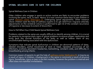 Wellness Care Is Safe for Children