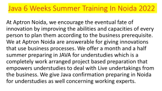Java 6 Weeks Summer Training In Noida 2022