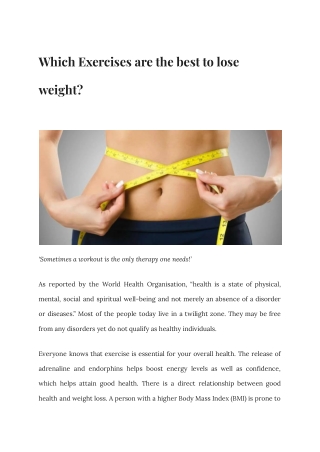 Which Exercises are the best to lose weight