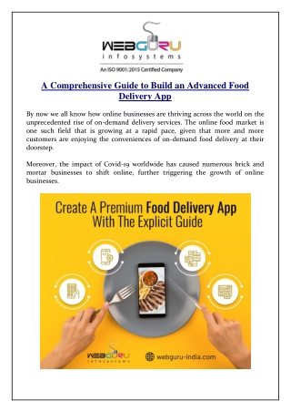 A Comprehensive Guide to Build an Advanced Food Delivery App