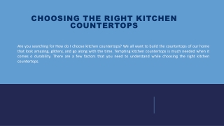 Choosing the Right Kitchen Countertops