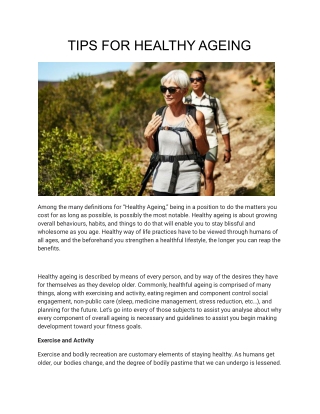 TIPS FOR HEALTHY AGEING