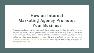 How an Internet Marketing Agency Promotes Your Business