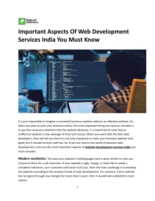 Important Aspects Of Web Development Services India You Must Know