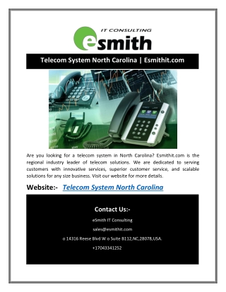Telecom System North Carolina | Esmithit.com