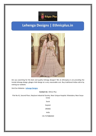 Lehenga Designs | Ethnicplus.in