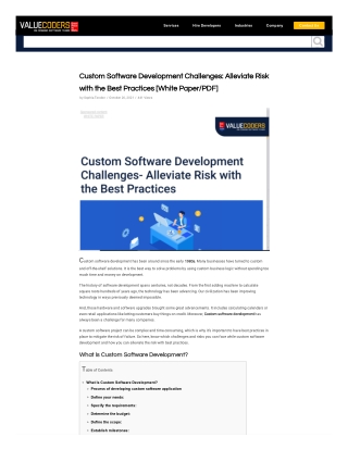 Custom Software Development Challenges Alleviate Risk with the Best Practices