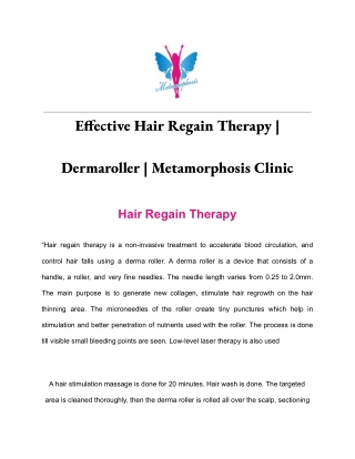 Effective Hair Regain Therapy | Dermaroller | Metamorphosis Clinic