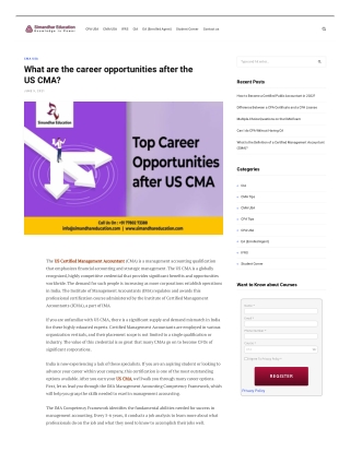 What are the career opportunities after the US CMA?