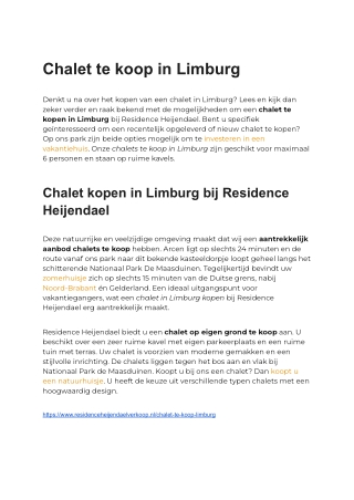 Chalet te koop in Limburg