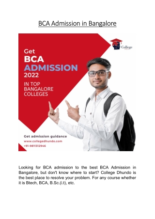 BCA Admission in Bangalore