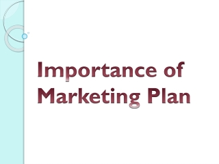 Importance of Marketing Plan