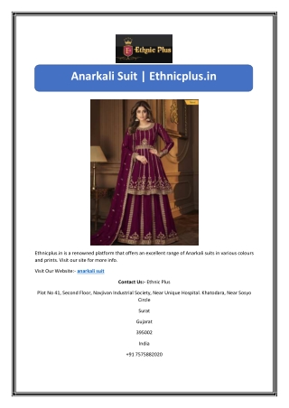 Anarkali Suit | Ethnicplus.in