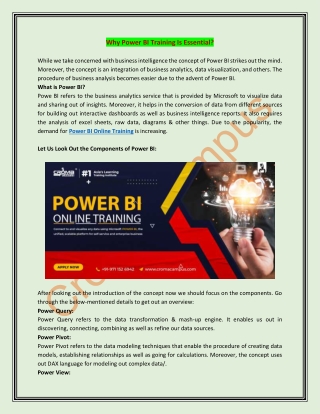 Why Power BI Training Is Essential?