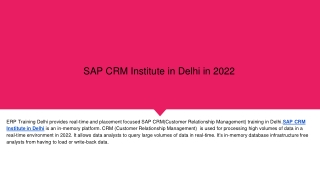 SAP CRM Institute in Delhi in 2022