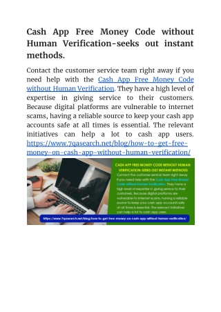 Cash App Free Money Code without Human Verification-seeks out instant methods.