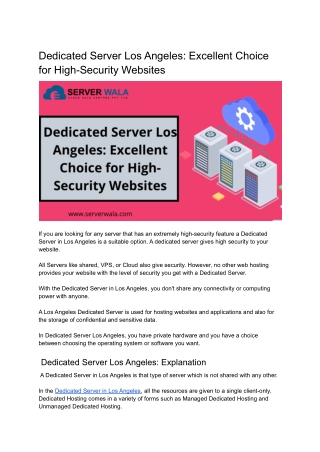 Dedicated Server Los Angeles_ Excellent Choice for High-Security Websites