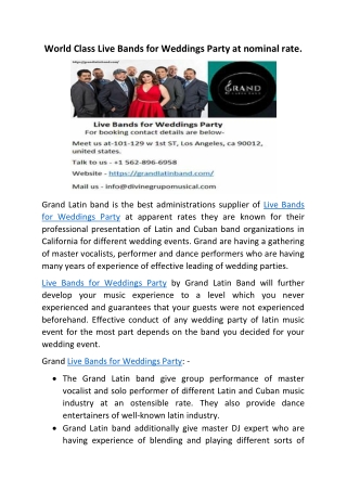 Live Bands for Weddings Party
