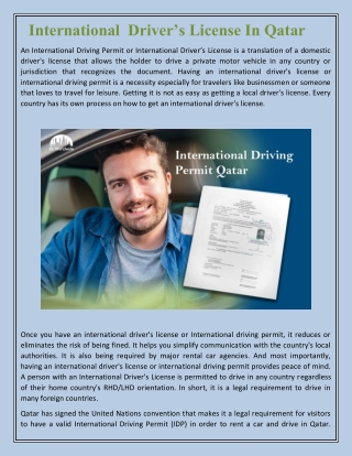 International  Driver’s License In Qatar