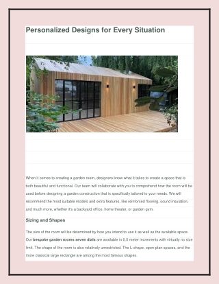 looking for Bespoke Garden Rooms in Seven Dials