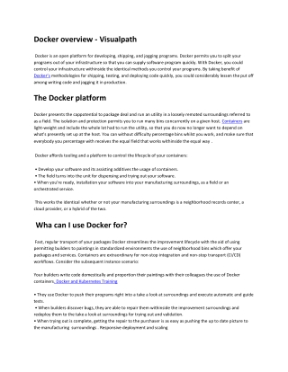 Docker overview visualpath