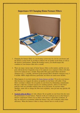 Importance Of Changing Home Furnace Filters