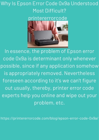 Why Is Epson Error Code 0x9a Understood Most Difficult