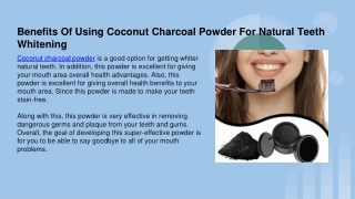 Benefits Of Using Coconut Charcoal Powder For Natural Teeth Whitening