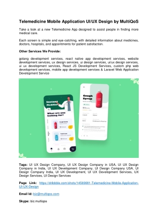 Telemedicine Mobile Application UI UX Design by MultiQoS