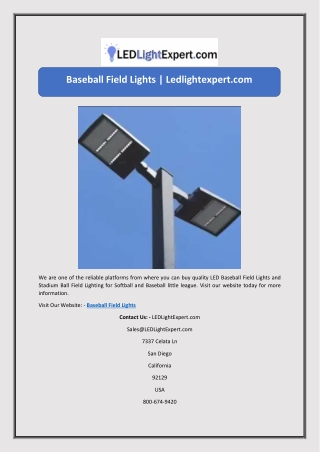 Baseball Field Lights | Ledlightexpert.com