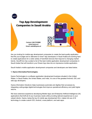 Top App Development Companies in Saudi Arabia