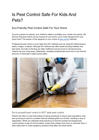 Is Pest Control Safe For Kids And Pets?