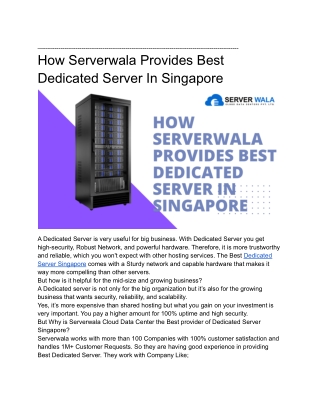 How Serverwala Provides Best Dedicated Server In Singapore