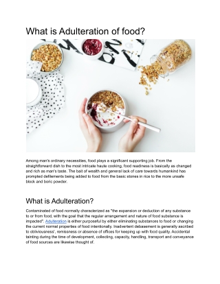 What is Adulteration of food