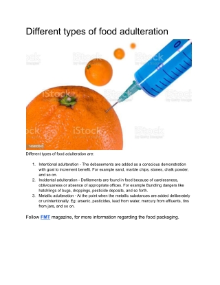 Different types of food adulteration