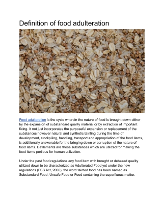 Definition of food adulteration