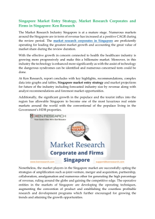 Singapore Market Entry Strategy, Market Research Corporates and Firms