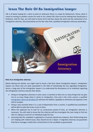 Learn The Role Of An Immigration Lawyer